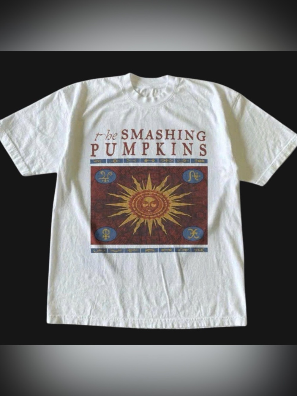 White Graphic Tee with Sun Motif